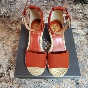 Vince Camuto VC-Leera,  Red Wedge Espadrilles, 5.5